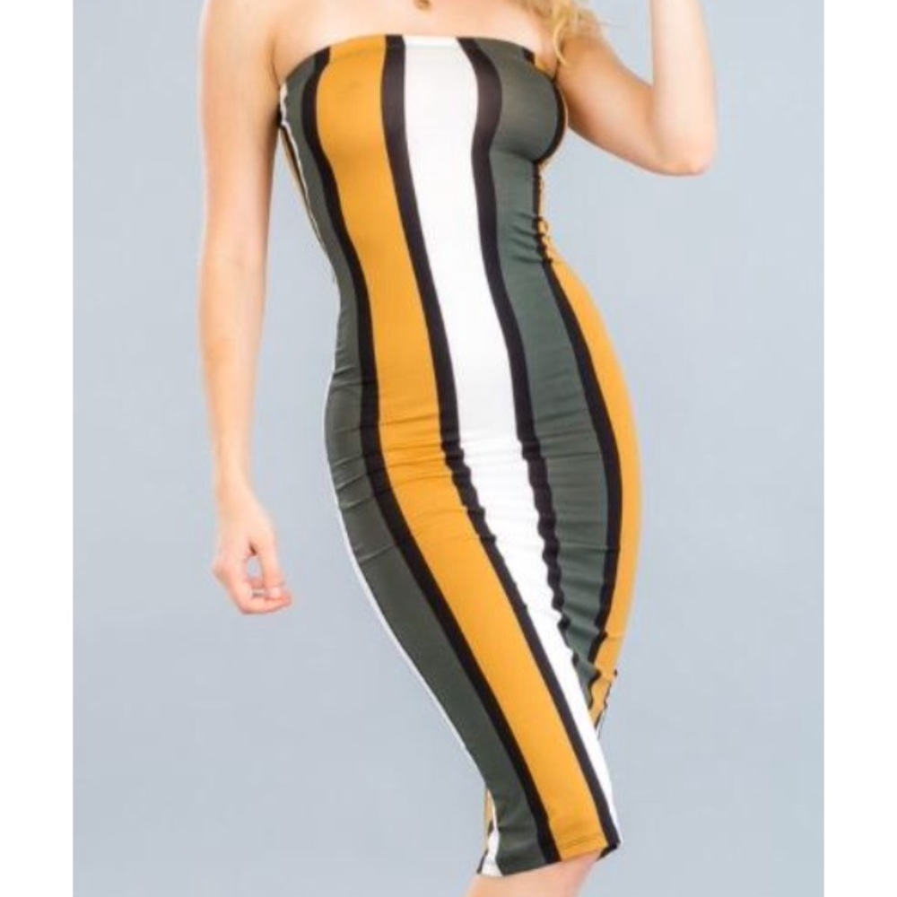 Stripe tube top dress